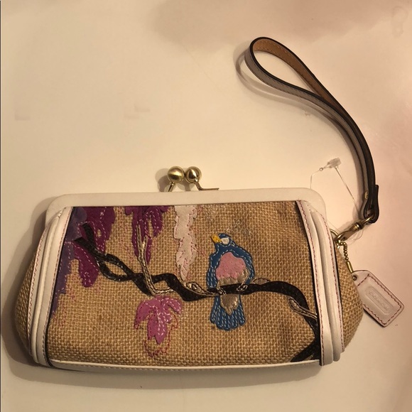 Coach Handbags - Authentic coach wristlet with woven & bird design